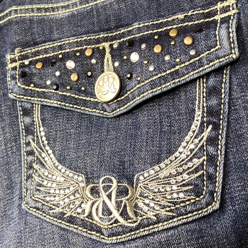 Rock & Republic Blue Kasandra Bling Pocket Jeans Women's Size 2 - Picture 15 of 16
